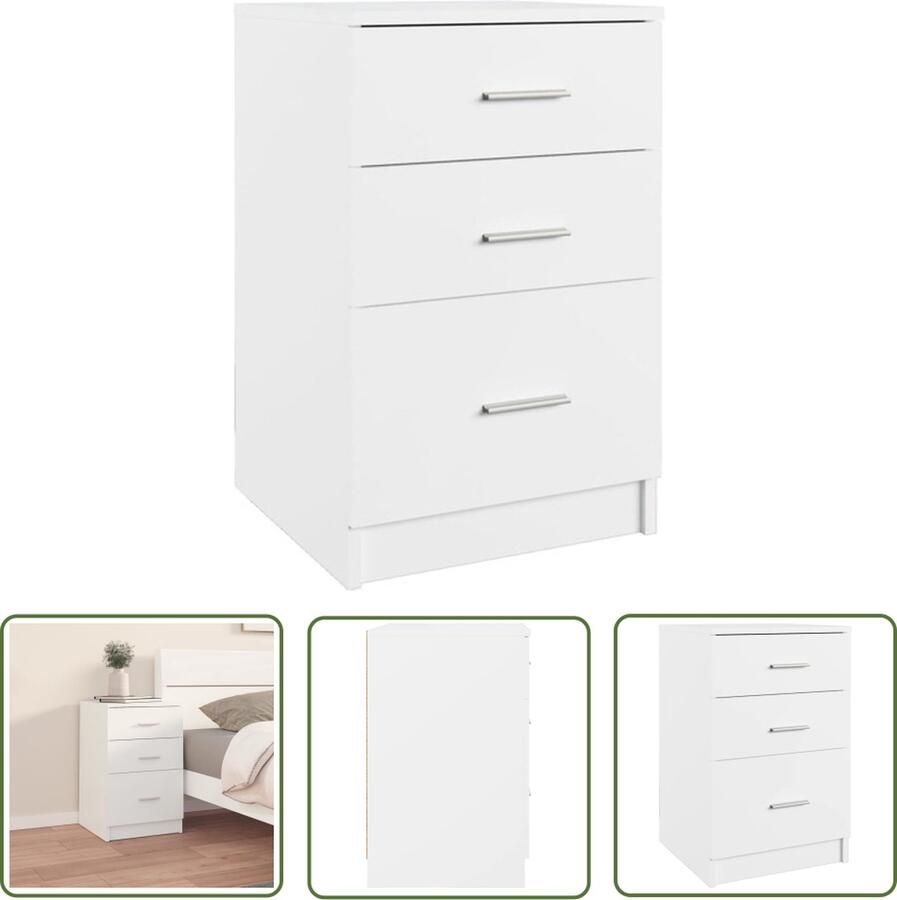 VidaXL The Living Store Nachtkastje Wit 40 x 40 x 63 cm Bewerkt hout