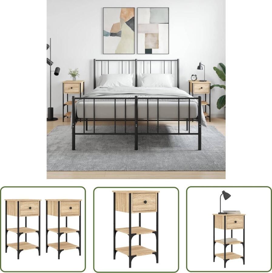 VidaXL The Living Store Nachtkastjes Slaapkamermeubelen 34 x 36 x 70 cm Sonoma eiken Duurzaam materiaal