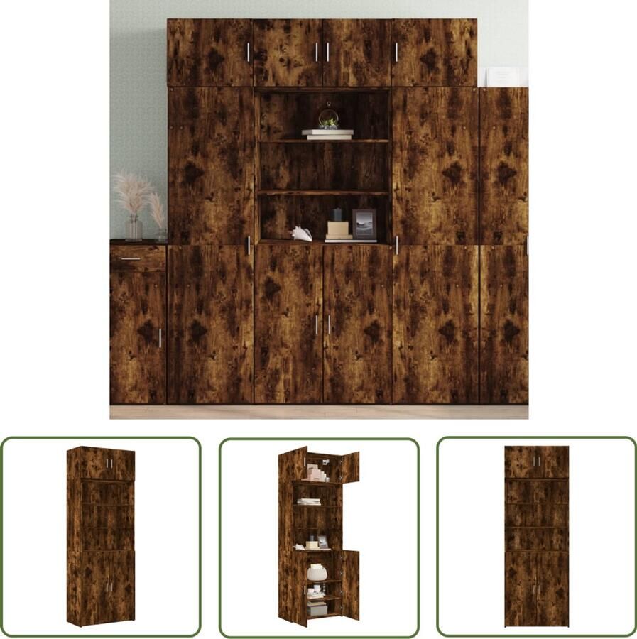 VidaXL The Living Store Opbergkast 80x42 5x225 cm bewerkt hout gerookt eikenkleur Opslagkast Houten Kast Opbergruimte Bergruimte Woonaccessoires