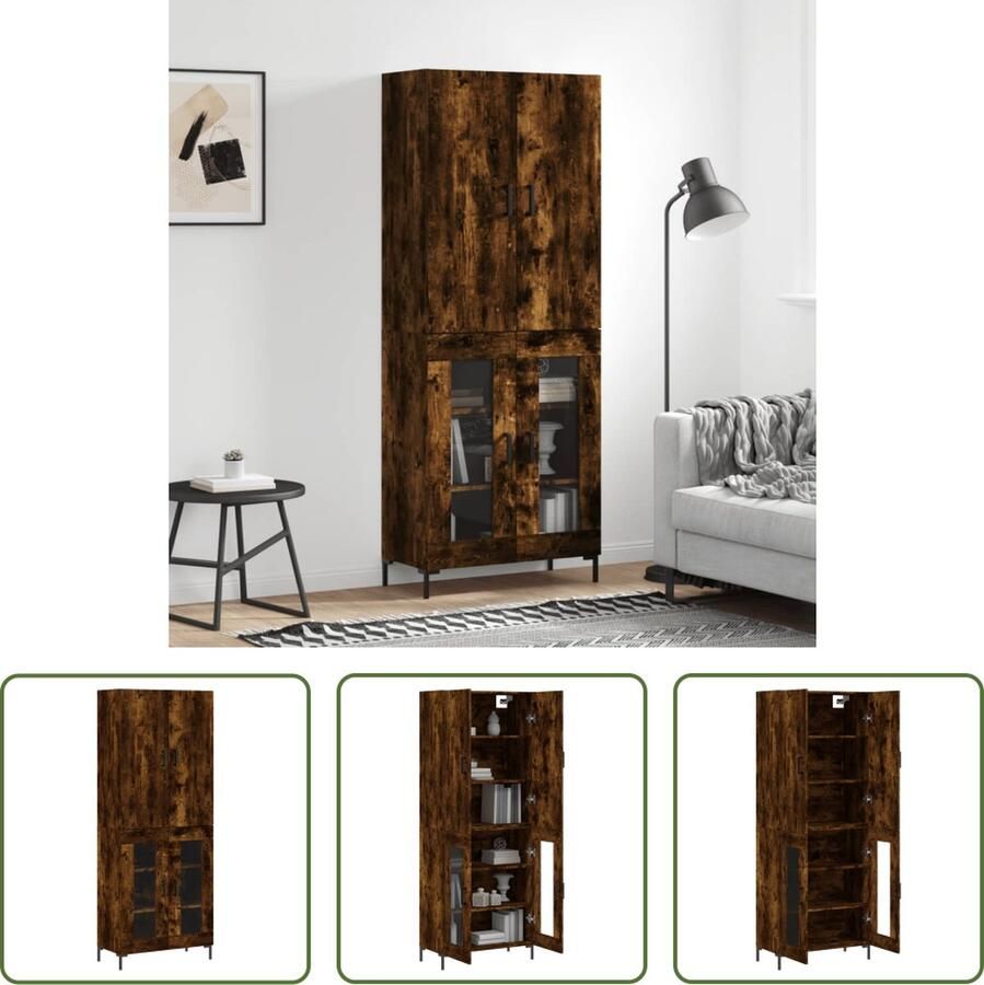 VidaXL The Living Store Opbergkast Hoge Kast Gerookt Eiken 69.5 x 34 x 180 cm