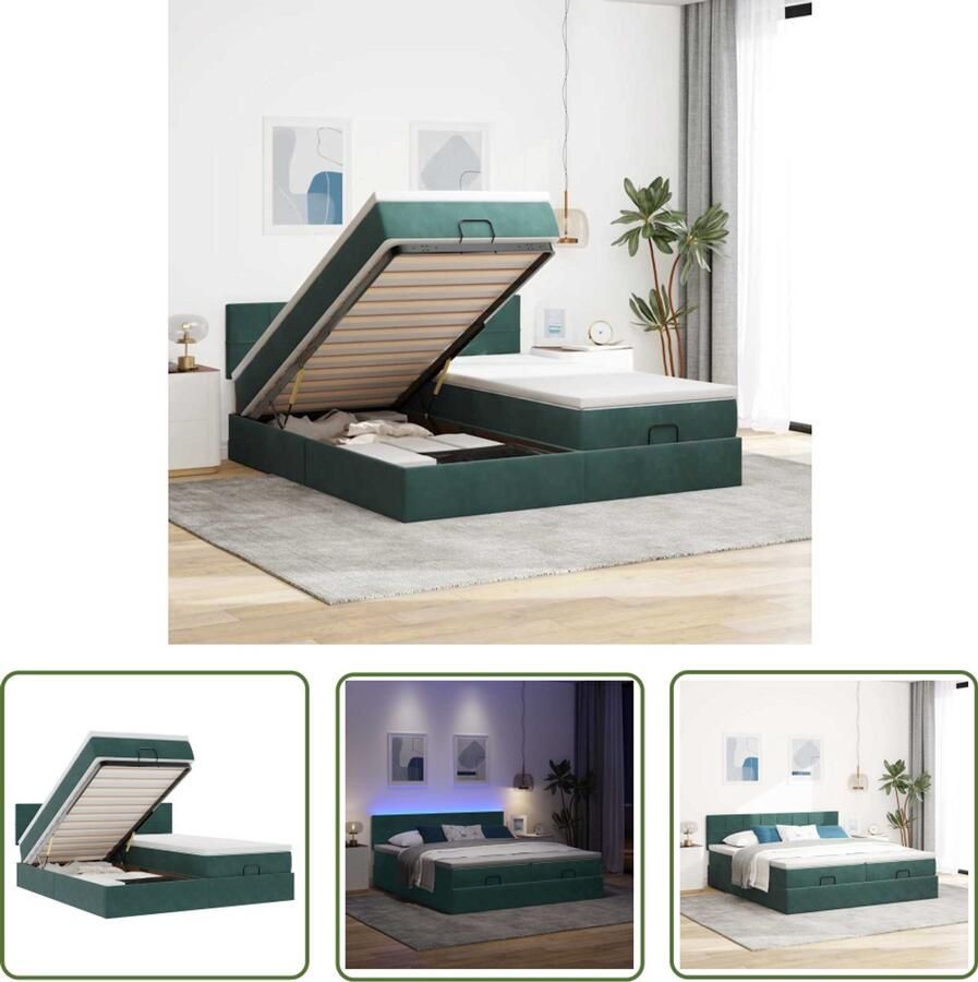 VidaXL The Living Store Ottoman bed met matrassen en LED's 160x200cm fluweel Ottoman Bed Boxspring Bed Velvet Bed Elektrisch Verstelbaar Bed Led Bed