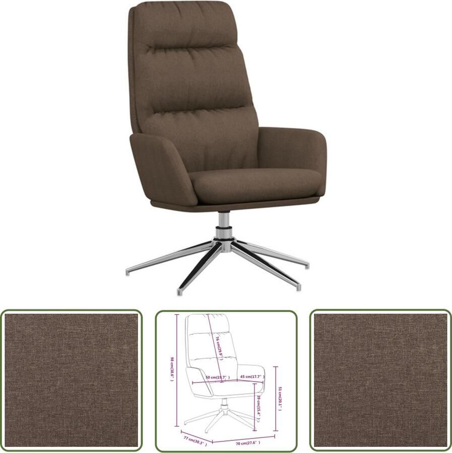 VidaXL The Living Store Relaxstoel Draaibaar Taupe 70 x 77 x 98 cm Schuim vulling