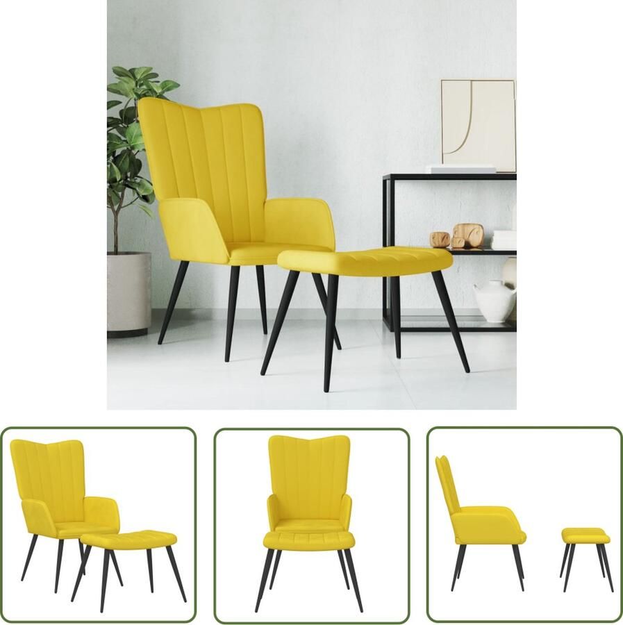 VidaXL The Living Store Relaxstoel Sessel Mosterdgeel 61x70x96.5 cm Fluweel