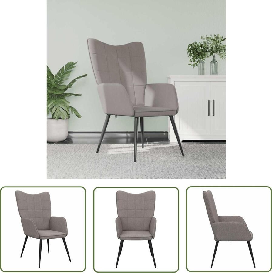 The Living Store Relaxstoel Stoelen Afmetingen- 61 x 70 x 96.5 cm Kleur- taupe Materiaal- 100% polyester en staal Montage vereist Relaxstoel Fauteuils Lounge Chair Tuinstoel Buitenstoel