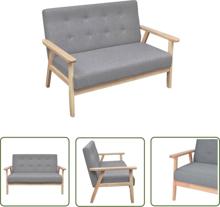 VidaXL The Living Store Retro Sofa Lichtgrijs 113.5 x 67 x 73.5 cm Houten frame - Foto 2