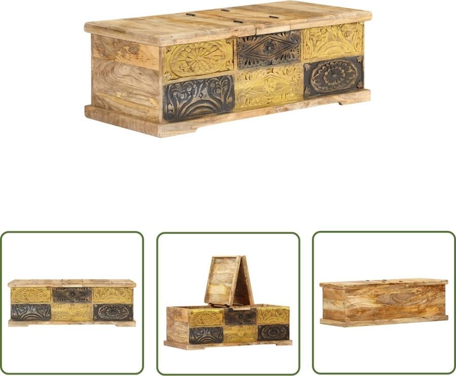 The Living Store Salontafel Mangohout 100x50x35cm Robuuste constructie Salontafel Mangohout Opbergruimte Koffietafel Tv Tafellaar