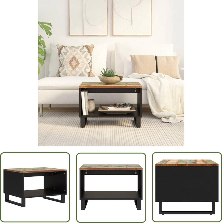 The Living Store Salontafel Massief Gerecycled Hout Bijzettafel 60 x 50 x 40 cm Salontafel Bijzettafel Houten Salontafel Recycled Wood Furniture Multicoloured Furniture