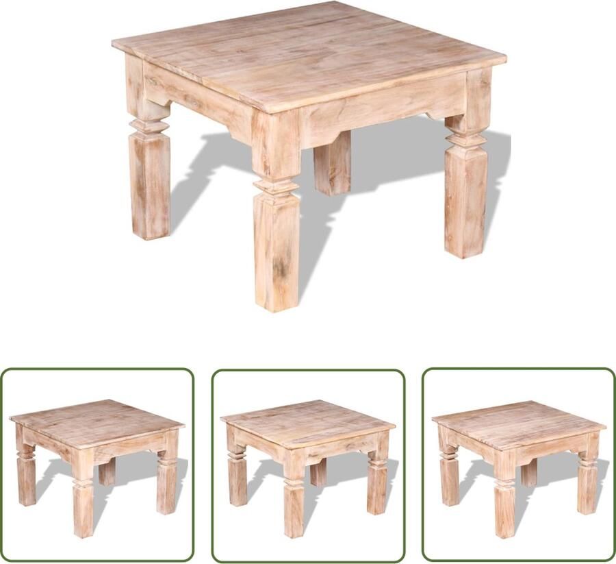 VidaXL The Living Store Salontafel 60x60x45 cm massief acaciahout Salontafel Acacia Houten Salontafel Wit Vintage Salontafel Moderne Salontafel
