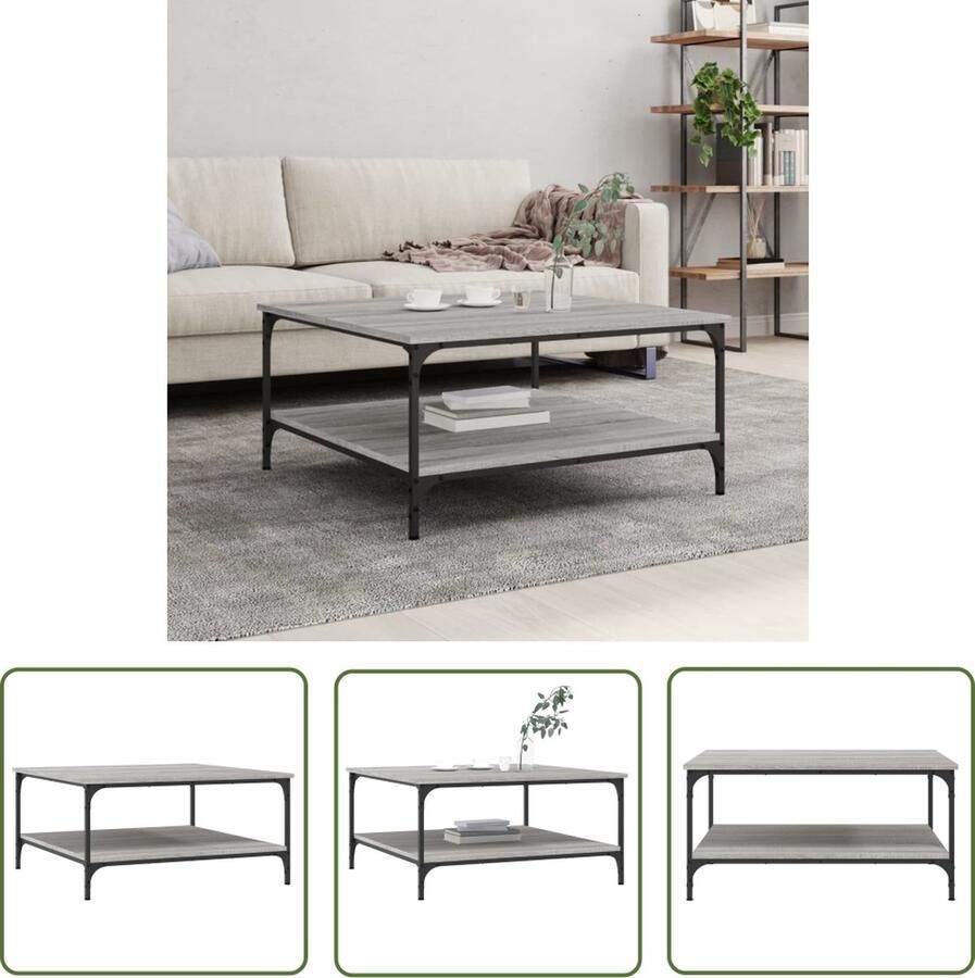 The Living Store Salontafel Trendy Bijzettafel Afmeting- 80 x 80 x 40 cm Kleur- Grijs Sonoma Eiken Salontafel Bijzettafel Houten Salontafel Grijze Salontafel Design Salontafel