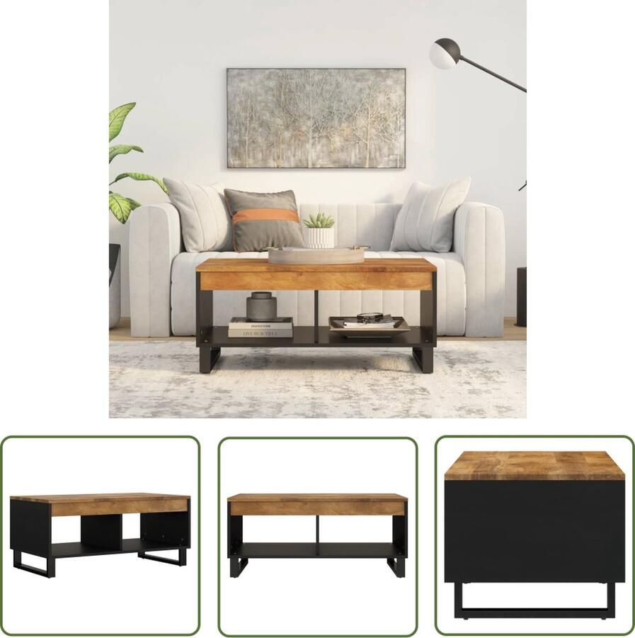 VidaXL The Living Store Salontafel 90x50x40 cm massief mangohout Salontafel Mangohouten Tafel Houten Salontafel Bijzettafel Livingroom Furniture