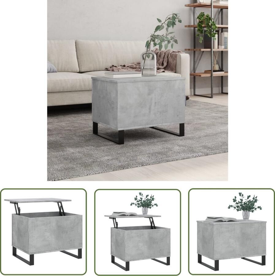 VidaXL The Living Store Salontafel Betongrijs 60 x 44.5 x 45 cm Lift-top ontwerp