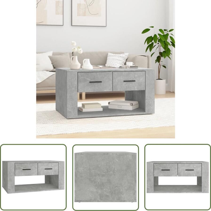 VidaXL The Living Store Salontafel Betongrijs 80 x 50 x 40 cm Duurzaam hout - Foto 2