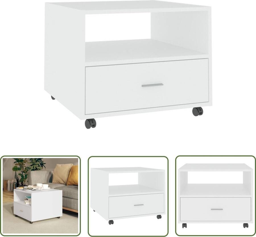 VidaXL The Living Store Salontafel Bewerkt Hout 55 x 55 x 40 cm Wit - Foto 2