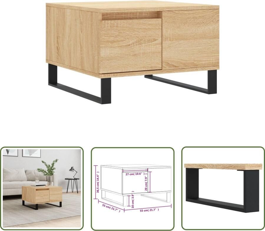 VidaXL The Living Store Salontafel Giglio Bijzettafel Sonoma Eiken 55 x 55 x 36.5 cm