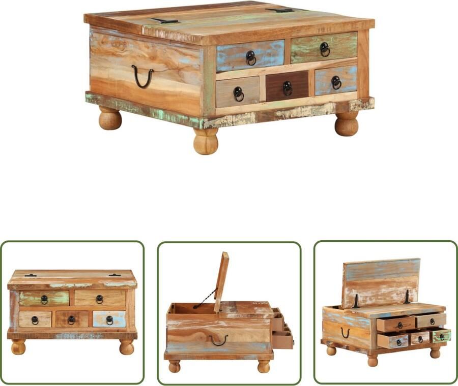 VidaXL The Living Store Salontafel IndustriÃle Stijl 70 x 70 x 38 cm Gerecycled Hout - Foto 2
