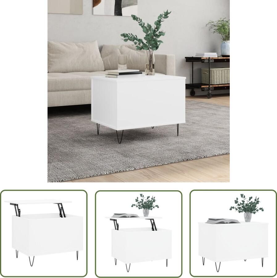 VidaXL The Living Store Salontafel Lift-top Bewerkt hout Opbergruimte Metalen poten