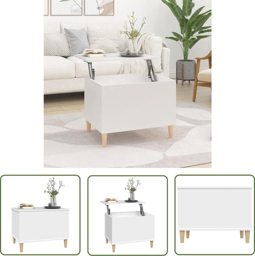 VidaXL The Living Store Salontafel Lift Top Eucalyptushout 60 x 44.5 x 45 cm Wit - Foto 2