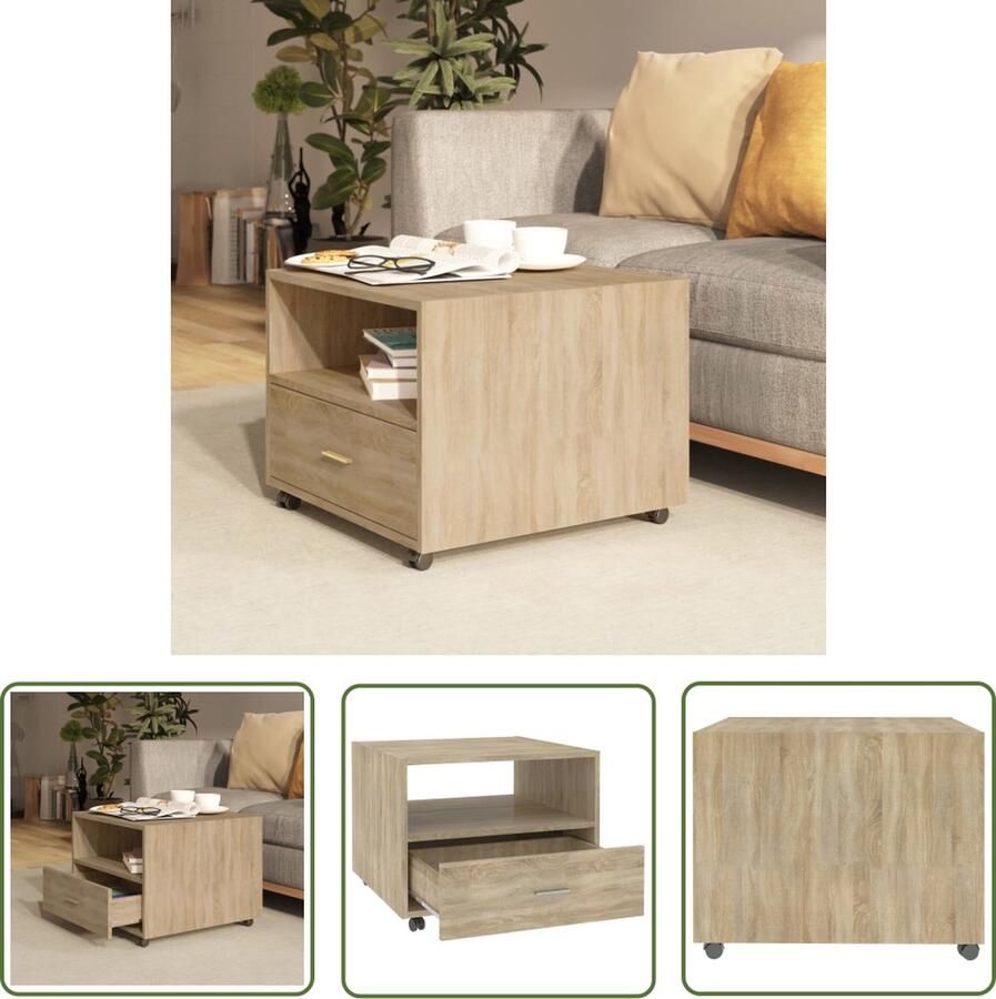 VidaXL The Living Store Salontafel Sonoma eiken 55 x 55 x 40 cm Hout - Foto 2