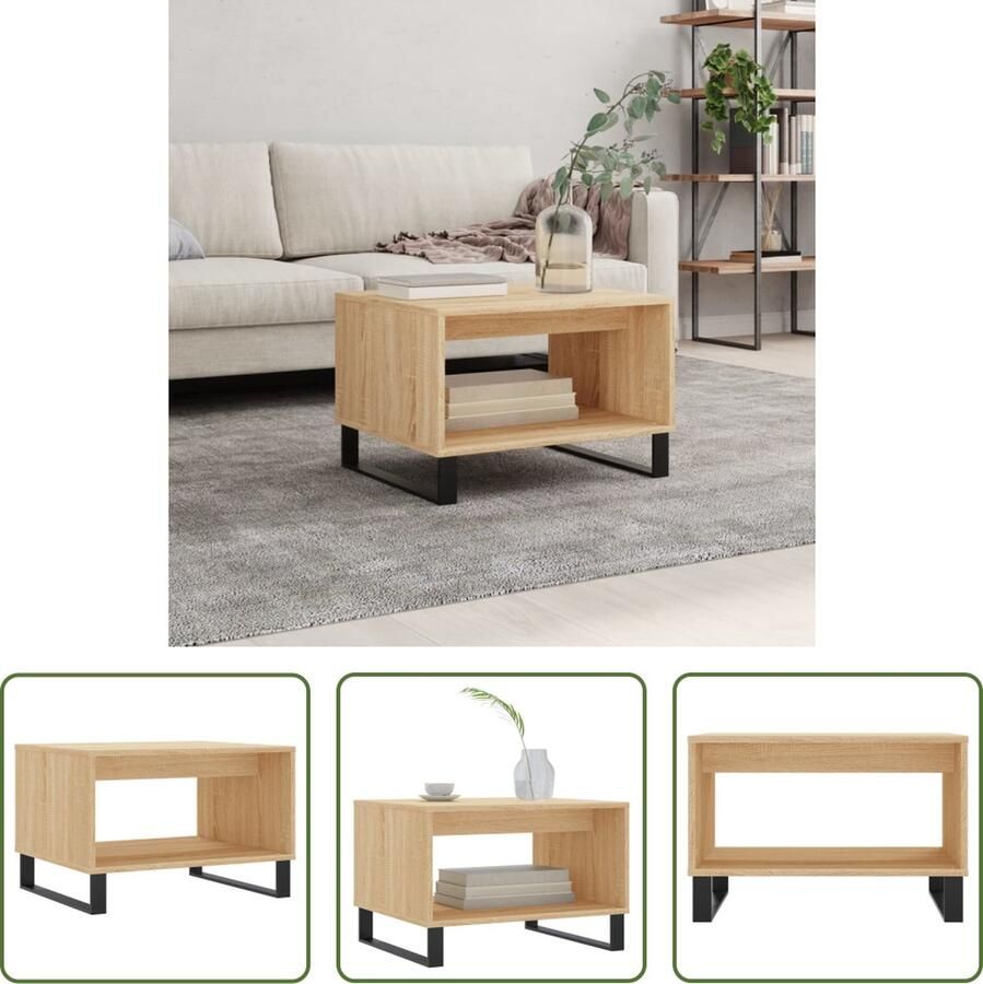 VidaXL The Living Store Salontafel Sonoma eiken 60 x 50 x 40 cm Duurzaam bewerkt hout en ijzer