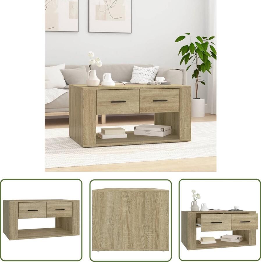 VidaXL The Living Store Salontafel Sonoma Eiken 80 x 50 x 40 cm Duurzaam materiaal