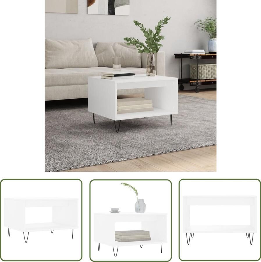 VidaXL The Living Store Salontafel Trendy Woonkamer meubel 60 x 50 x 40 cm Wit