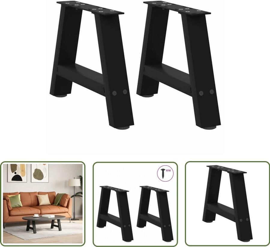 VidaXL Salontafelpoten 2 st A-vormig zwart staal Salontafel Potten Salontafel Poten Zwart Staal Tafelpoten A-vormige Tafelpoten Online Kopen