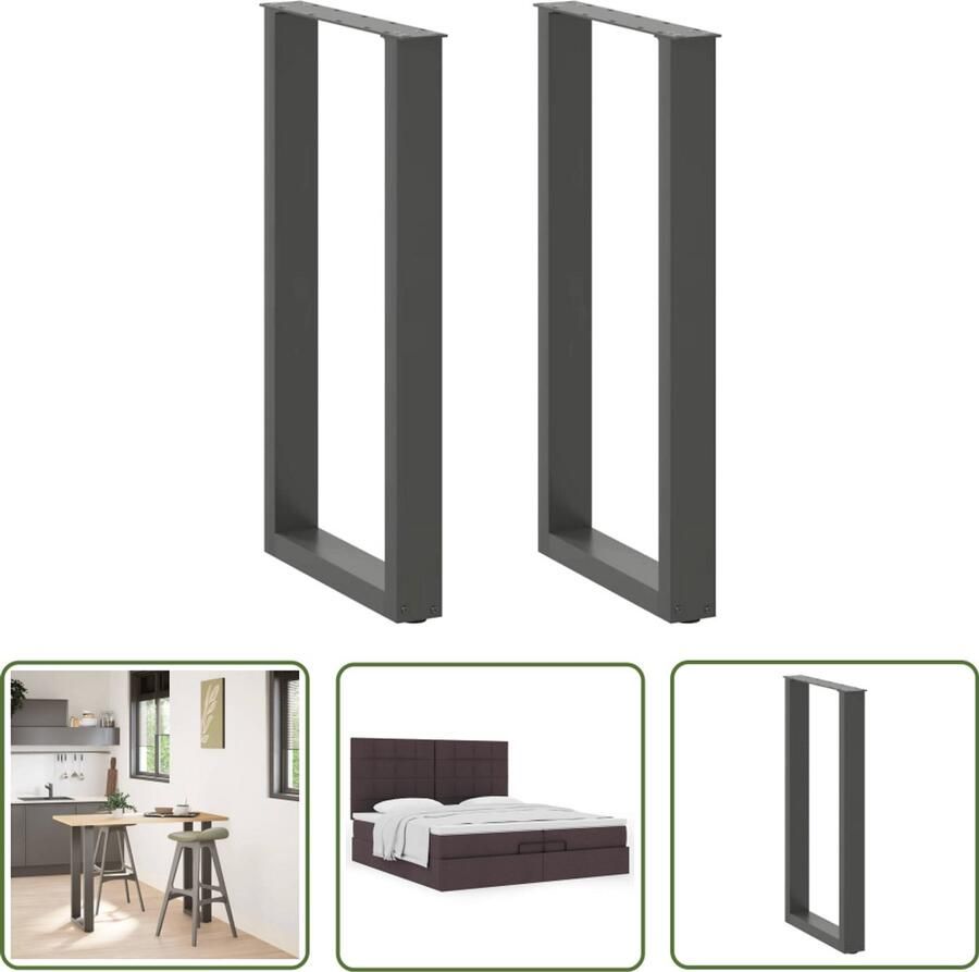 VidaXL The Living Store Salontafelpoten 2 st U-vormig 50x(90-91) cm staal antraciet Salontafel Potten Tafeltjes Poten Metalen Tafelpoten Zwarte Tafelpoten Moderne Tafelpoten