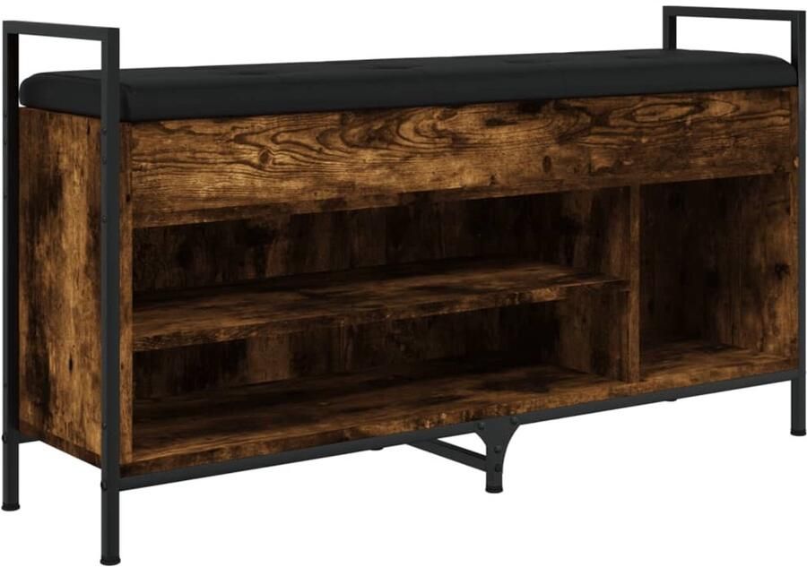 VidaXL The Living Store Schoenenbank 105 5x32x57 5 cm bewerkt hout gerookt eikenkleurig Schoenenbankje Schoenenbankjes Halbankje Opbergbankje