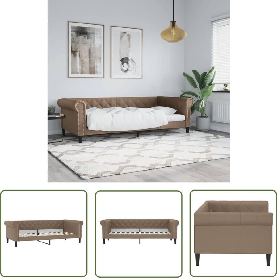 VidaXL The Living Store Slaapbank Cappuccino Kunstleer 235x90x68 cm Veelzijdig en Comfortabel Stevig en Stabiel Frame Modern Ontwerp