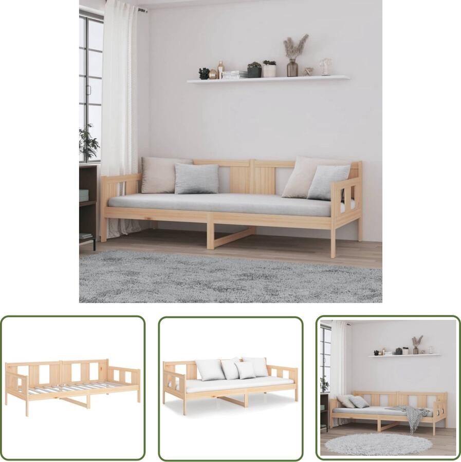 The Living Store Slaapbank massief grenenhout 80x200 cm Slaapbank Slaapbanken Bedbank Bed Bedframe Houten Bedframe Bedbodem Logeerbed Slaapmeubel Ledikant Bedbanken - Foto 2