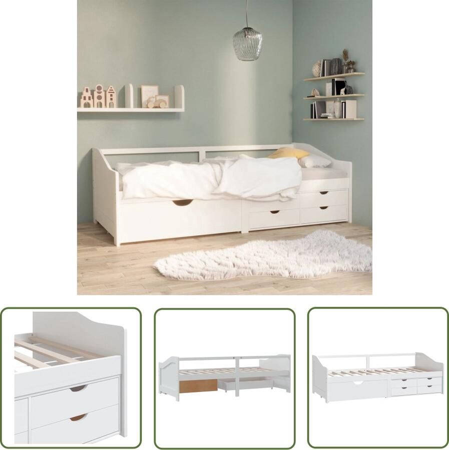 The Living Store Bedbank 3-zits met lades massief grenenhout wit 90x200 cm Bedbank Bedbanken Bed Bank Bed Banken Slaapbank Slaapbanken Slaap Bank Slaap Banken Houten Bedbank Houten Bedbanken