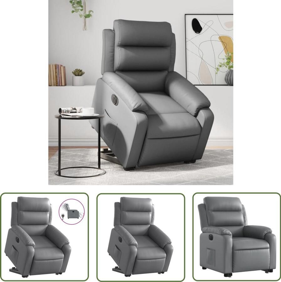 VidaXL The Living Store Sta-op-stoel elektrisch kunstleer grijs Elektrische Sta-op-stoel Sta-opstoel Comfortstoelen Rolstoel Alternatief Seniorenstoel