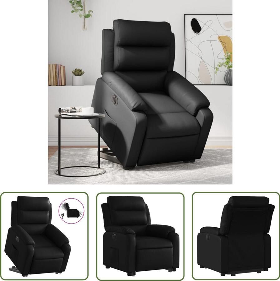 VidaXL The Living Store Sta-op-stoel elektrisch kunstleer zwart Elektrische Sta-op-stoel Sta-opstoel Ergonomische Stoel Loungestoel Relaxfauteuil