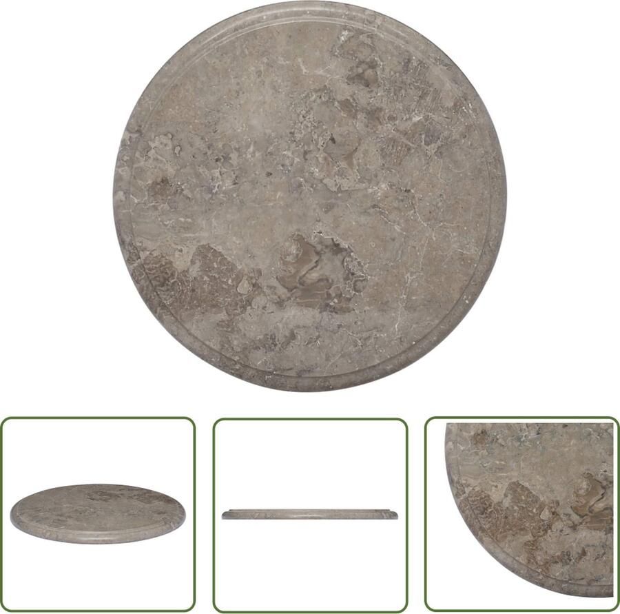The Living Store Marmeren Tafelblad Grijs 40 x 2.5 cm (Ã¸ x H) Natuurlijk Geen montage vereist Marmeren Tafelblad Vervangen Salontafel Eetkamertafel Tuintafel
