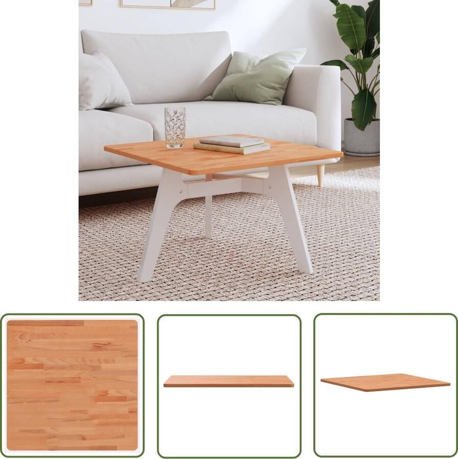 VidaXL The Living Store Tafelblad Beukenhout 60 x 60 x 1.5 cm Vierkant