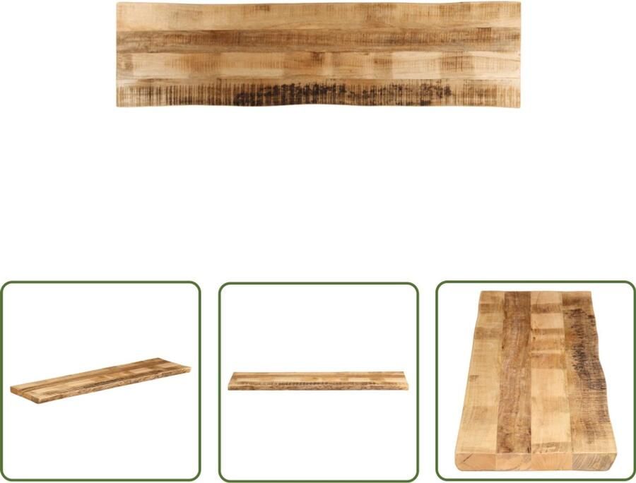 VidaXL The Living Store Tafelblad met natuurlijke rand 180x40x2 5 cm massief mangohout Mangohouten Tafelblad Vervangen Houten Tafelblad Vintage Tafelblad Landelijk Tafelblad