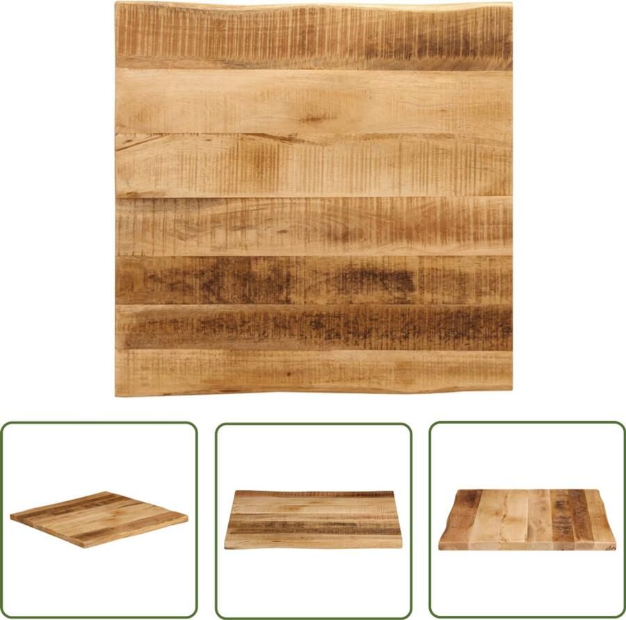 The Living Store Mangohout Tafelblad 60 x 60 x 3.8 cm Natuurlijke rand Rustiek massief hout Tafeltblad Mangohout Tafelblad Vervangen Naturel Rustic