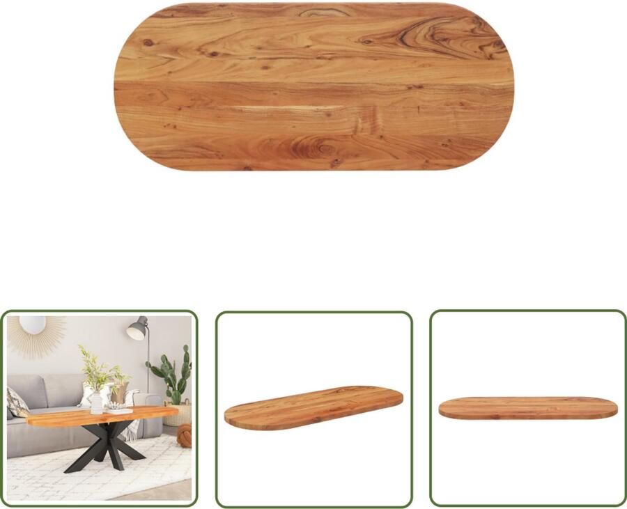 VidaXL The Living Store Tafelblad ovaal 120x50x3 8 cm massief acaciahout Houten Tafelblad Ovale Tafel Eetkamertafel Salontafel Massief Acaciahout