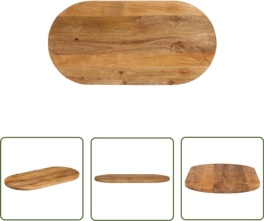 VidaXL The Living Store Tafelblad ovaal 120x60x2 5 cm massief mangohout Tafelblad Mangohout Oval Tafellaag Vintage Tafel Landelijke Tafel