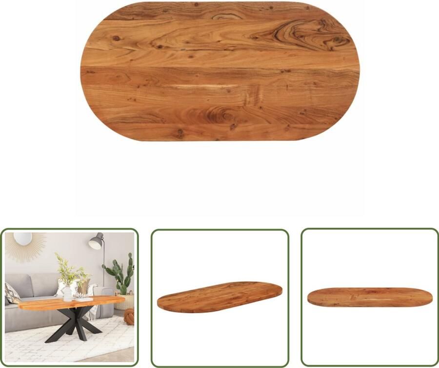 VidaXL The Living Store Tafelblad ovaal 80x40x2 5 cm massief acaciahout Houten Tafelblad Ovale Tafel Acacia Hout Eetkamertafel Tafel Vernieuwen