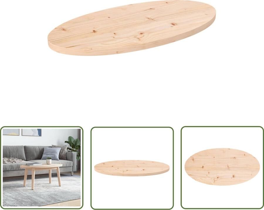 VidaXL The Living Store Tafelblad ovaal 80x40x2 5 cm massief grenenhout Houten Tafelblad Grenenhout Tafelblad Vintage Tafelblad Industrieel Tafelblad Eetkamertafel