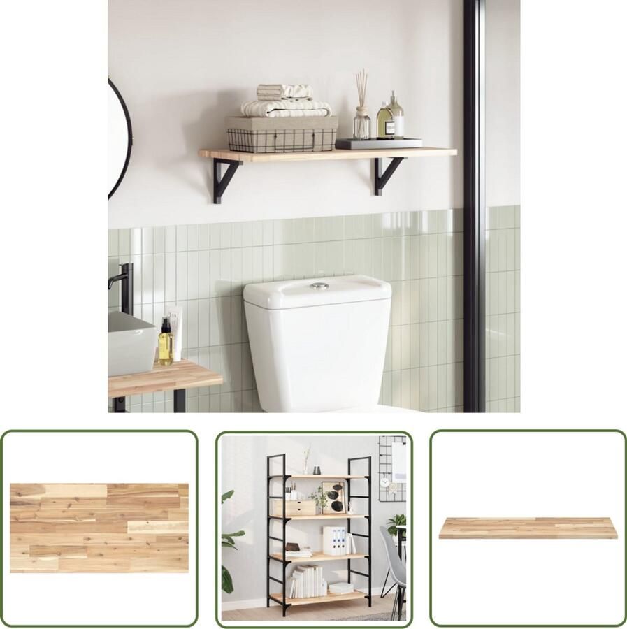 The Living Store Acaciahouten tafelblad 100 x 40 x 2 cm Onbehandeld massief hout Tafelblad Acacia Hout Massief Hout Eetkamertafel Salontafel