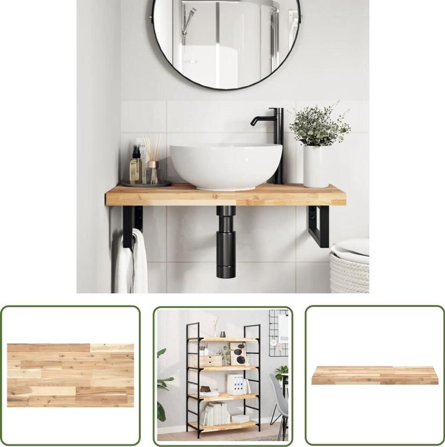 VidaXL The Living Store Tafelblad rechthoekig 100x40x4 cm massief acaciahout Tafelblad Acacia Houten Tafelblad Rechte Tafelblad Vintage Tafelblad Eetkamertafel Blad