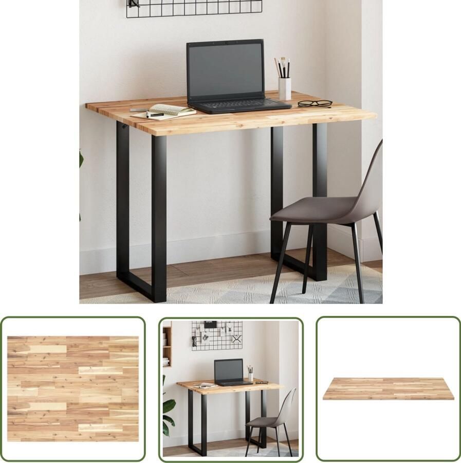 The Living Store Acaciahouten Tafelblad 100 x 80 cm Natuurlijke Olieafwerking Houten Tafelblad Acacia Hout Eetkamertafel Tuintafel Buitentafel - Foto 2