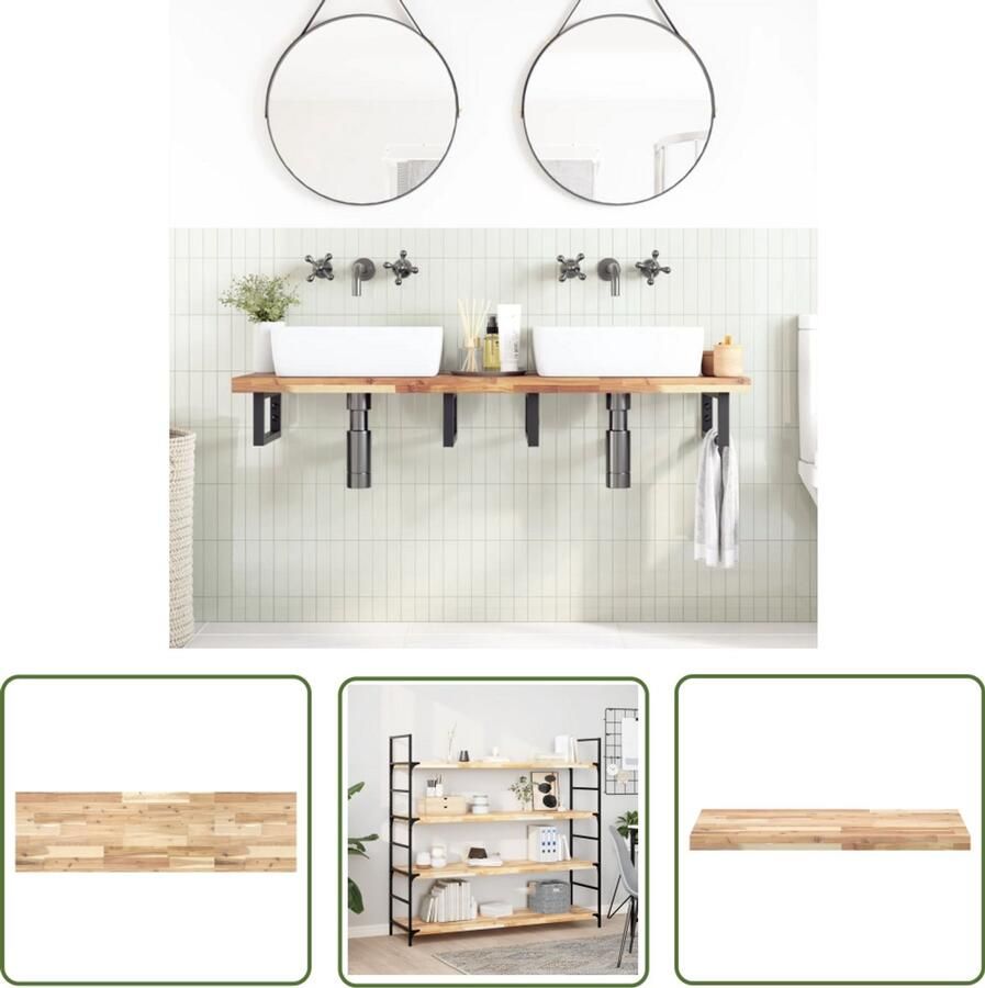 The Living Store Acaciahouten tafelblad 160 x 40 x 4 cm Onbehandeld massief hout Tafelblad Acacia Houten Tafelblad Eetkamertafel Blad Salontafel Blad Design Tafelblad