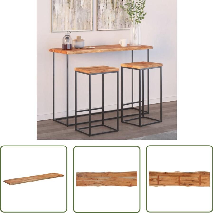 VidaXL The Living Store Tafelblad rechthoekig natuurlijke rand 140x40x2 5 cm acaciahout Houten Tafelblad Acacia Hout Tafelblad Vervangen Natuurlijk Tafelblad Vintage Tafelblad