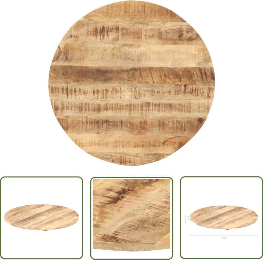 The Living Store Massief mangohouten tafelblad 40 cm diameter 15-16 mm dikte IndustriÃle look Tafelblad Mangohout Industrieel Design Vintage Tafelblad Ronde Tafel