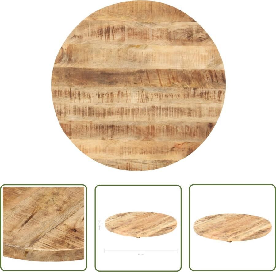 The Living Store Tafelblad Massief mangohout Diameter- 40 cm Dikte- 25-27 mm Gepolijst geschilderd en gelakt Tafelblad Mangohout Industrieel Design Vintage Tafelblad Rond Tafelblad - Foto 2