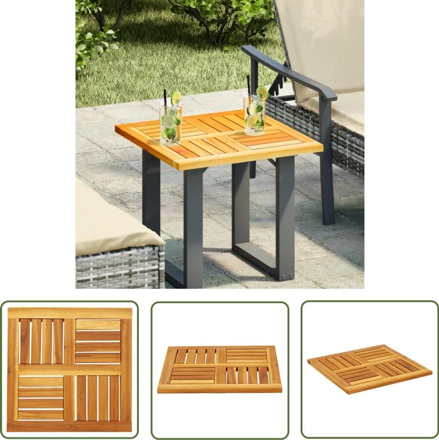 VidaXL The Living Store Tafelblad vierkant 50x50x2 cm massief acaciahout Houten Tafelblad Acacia Hout Tafelblad Vervangen Buitentafel Terrastisch