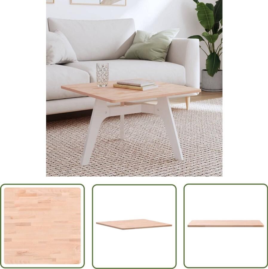 VidaXL The Living Store Tafelblad vierkant 60x60x1 5 cm massief beukenhout Houten Tafelblad Vervangen Salontafel Blad Beukenhout Tafelblad Vierkant Tafelblad